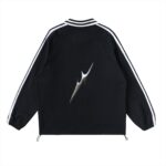 Contrast Striped Lapel Collar Sweatshirt - Image 2