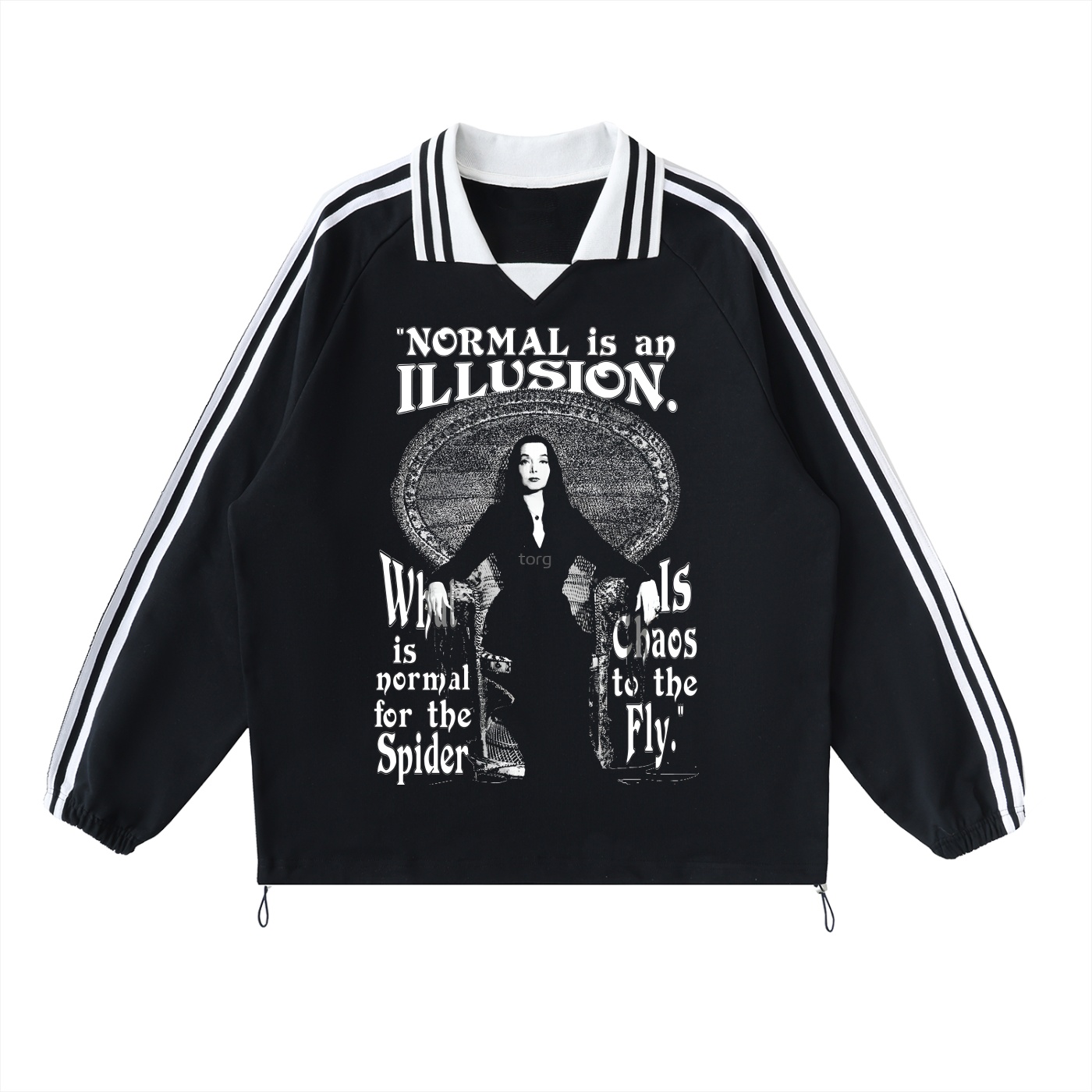 https://ajmall-vc-public-bucket.oss-us-west-1.aliyuncs.com/hugepod/material/custom_printing/e437c58ceb0b49e2bbab37fd63823b2a.png Contrast Striped Lapel Collar Sweatshirt - Image 1